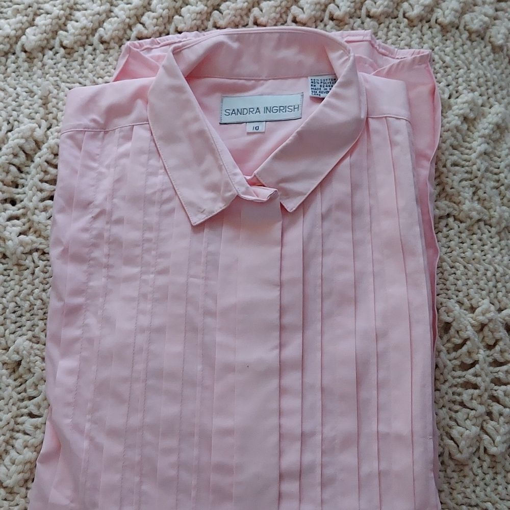 Vintage Sandra Ingrish Button Down Blouse NOS Size 10